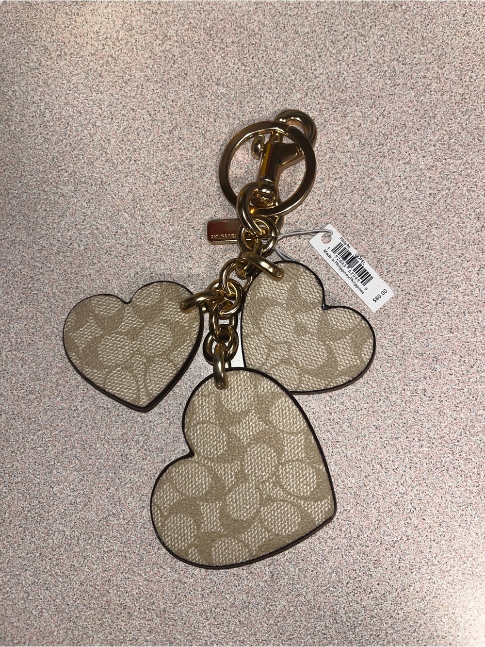 Coach Pink Heart Cluster Bag Charm Rare - Picture 3 of 3